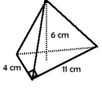 Find the volume of the pyramid. A) 22 cm3 B) 264 cm3 C) 132 cm3 D) 44 cm3-example-1