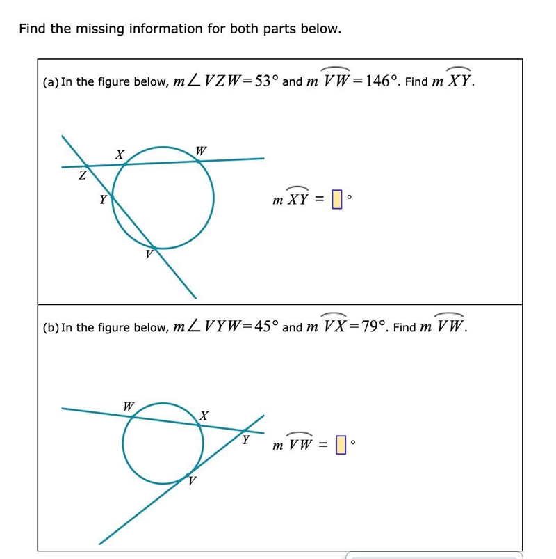 Find the missing information for both parts-example-1