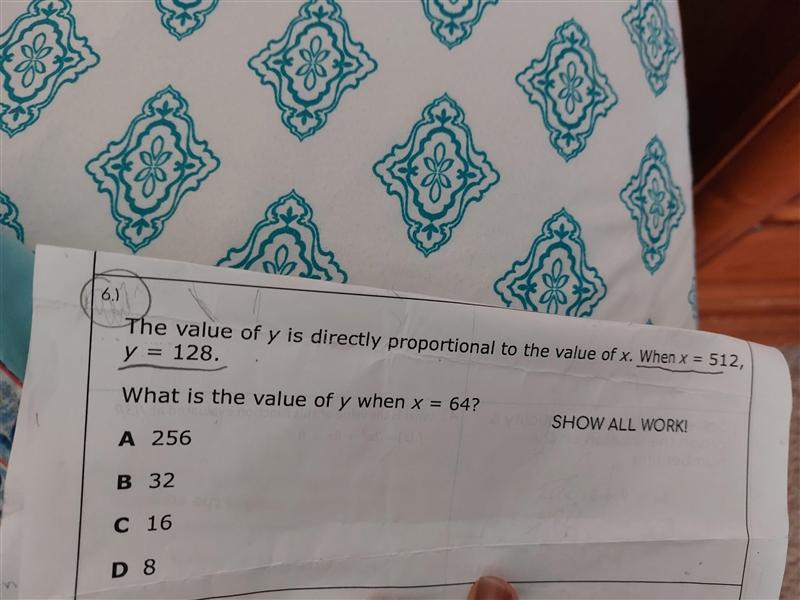 The value of y is directly proportional to the value of x. When = 512, y = 128. What-example-1