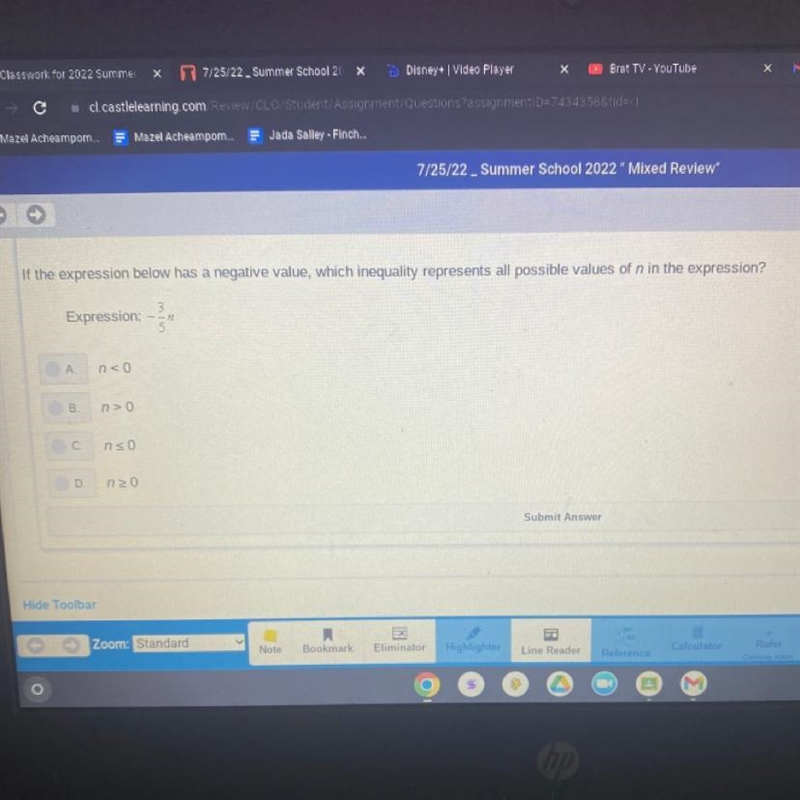 If the expression below has a negative value, which inequality represents all possible-example-1