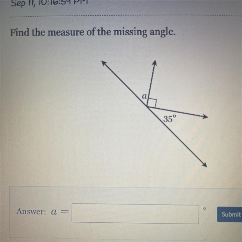 Find the measure of the missing angle-example-1