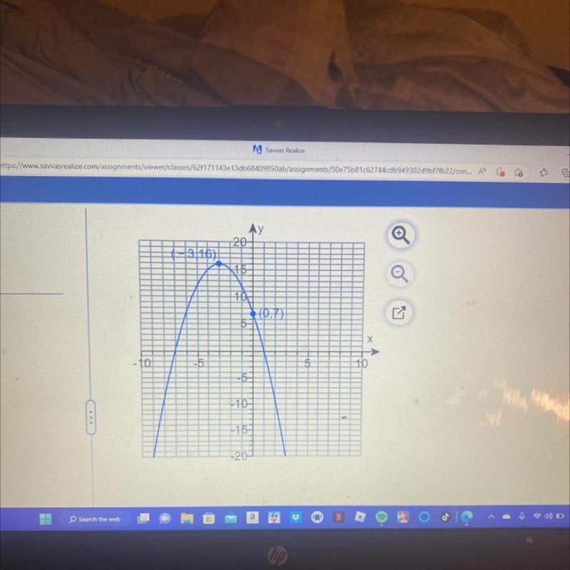 Find the quadratic function whose graph is shown to the right. Write the function-example-1