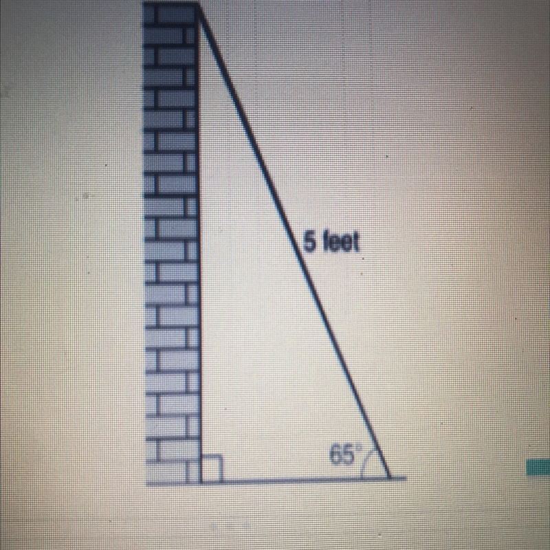 As shown in the diagram below, a ladder 5 feet long leans against a wall and makes-example-1