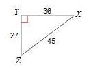 In the right triangle below, sin X= 3/5. This is the same as the cosine of which angle-example-1