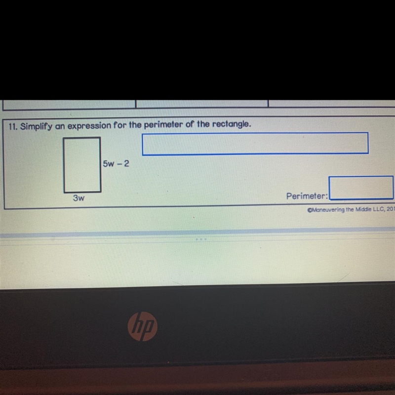 Simplify an expression for the perimeter of the rectangle.-example-1