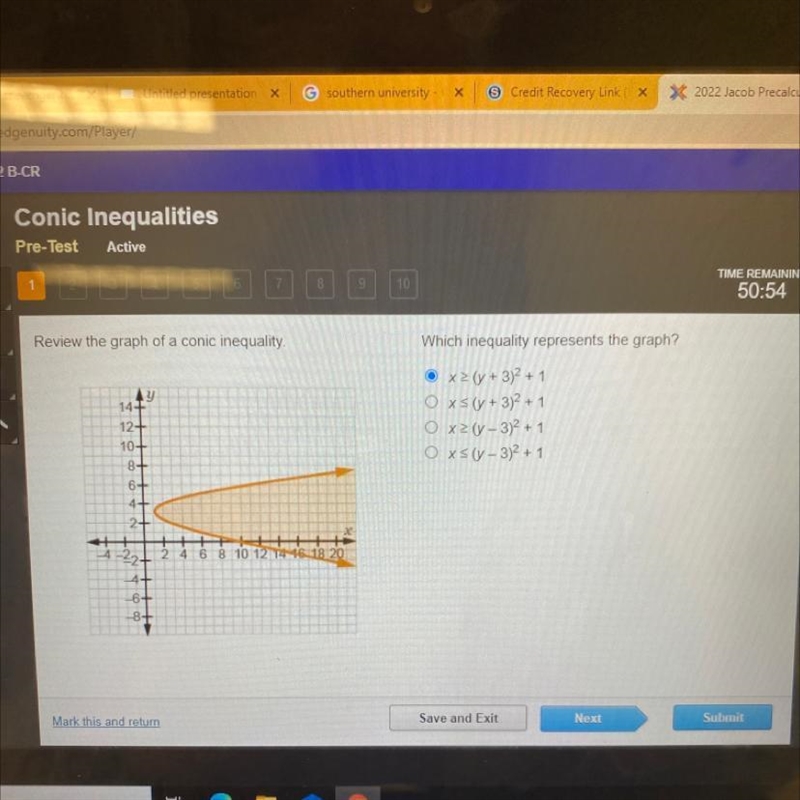 Which inequality represents the graph?-example-1