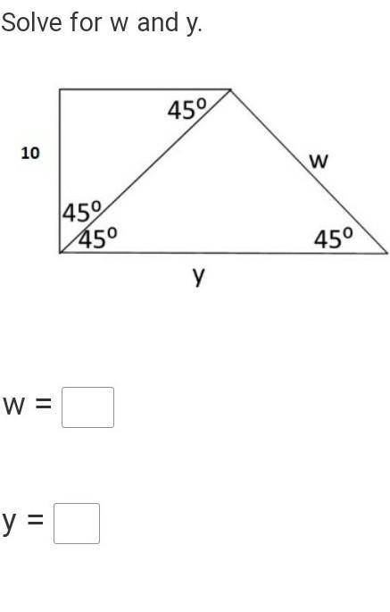 Solve for w and y w= y=​-example-1