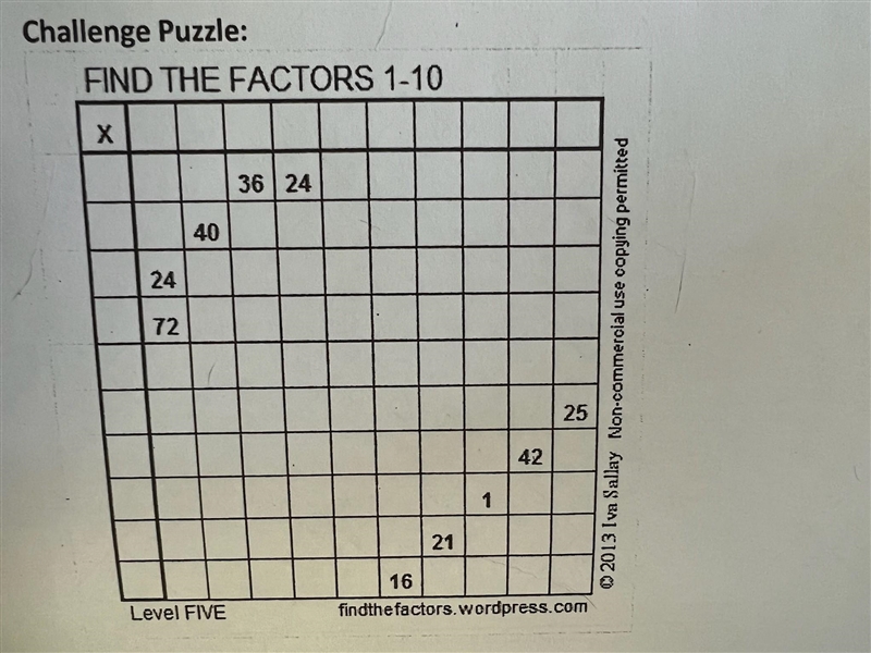 Find the factors 1-10 for the top row and first column-example-2