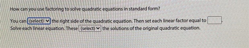 How can you use factoring to solve quadratic equations in standard form ?-example-1