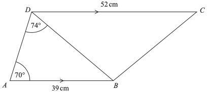 AB and DC are parallel. Work out the area of the triangle BCD. Give your answer correct-example-1