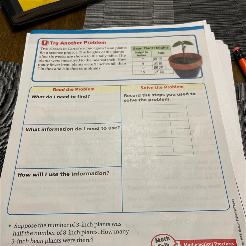 Two classes in Carter's school grew bean plantsfor a science project. The heights-example-1