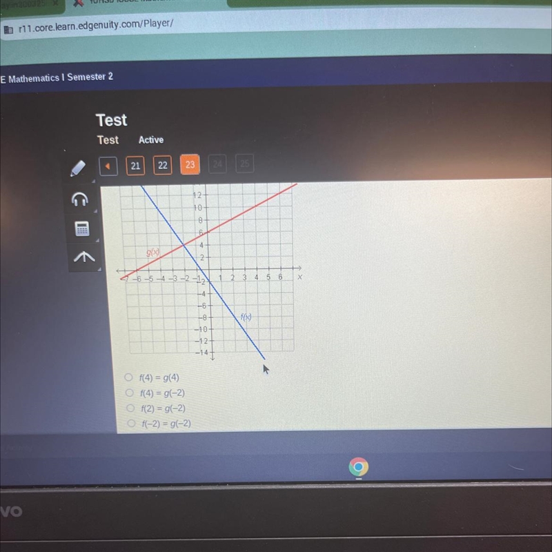 Which statement is true regarding the graphed functions?-example-1