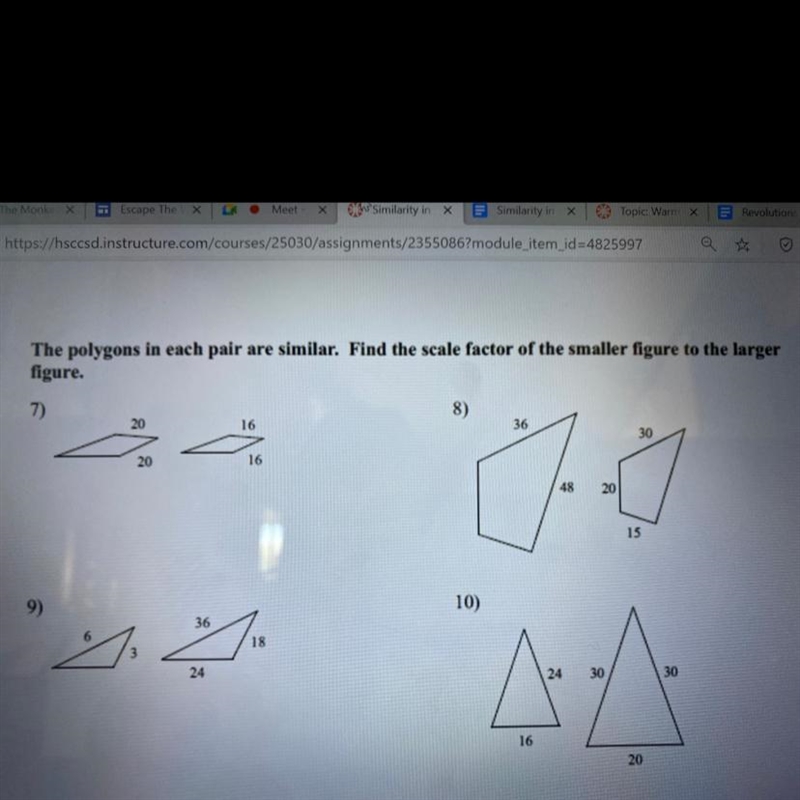 The polygons in each pair are similar. Find the scale factor of the smaller figure-example-1