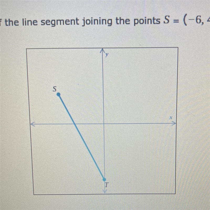 Find the midpoint M of the line segment joining the points S = (-6, 4) and T = (0, -8).-example-1