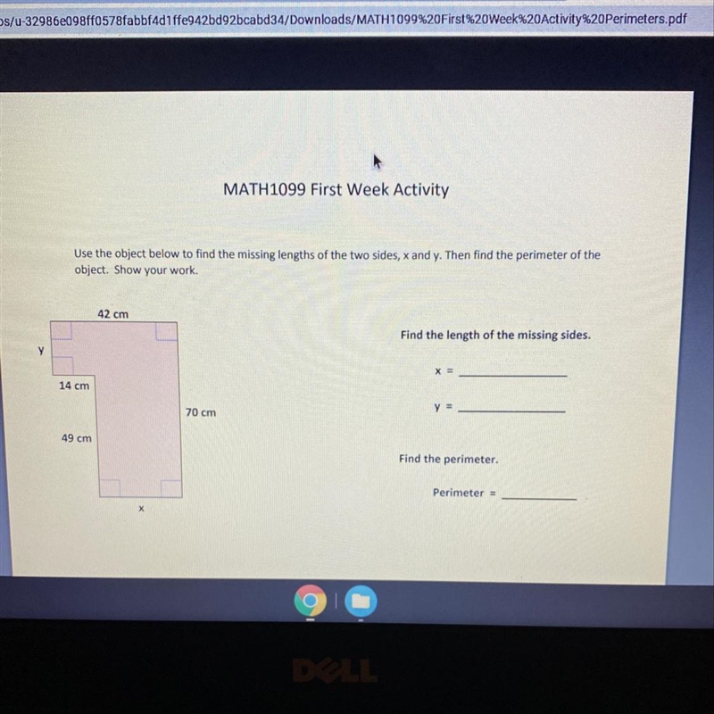 MATH1099 First Week ActivityUse the object below to find the missing lengths of the-example-1