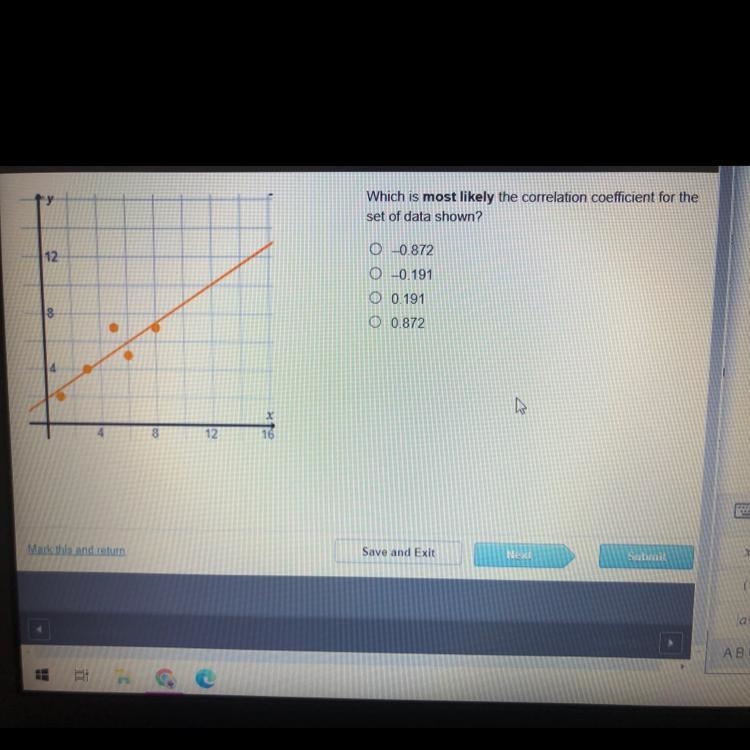 I need help finding which is most likely the correlation coefficient-example-1