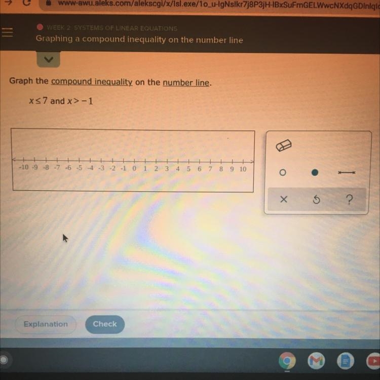 How is this equation properly graphed on the number line?-example-1