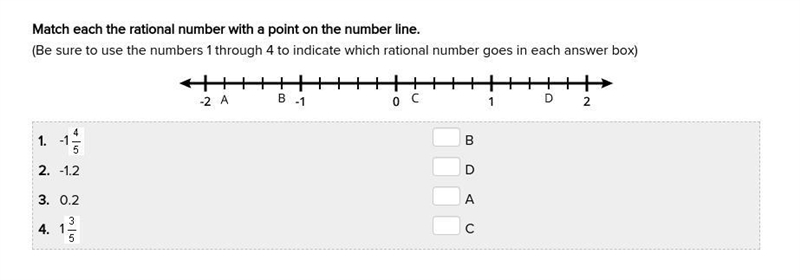 Help pls. 20 pts Match each rational number with a point on the number line. (Be sure-example-1