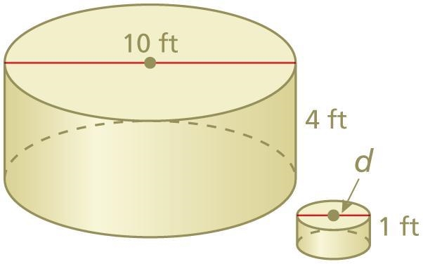 The solids are similar. Find the missing measure. Two cylinders are shown. The diameter-example-1