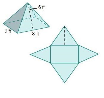 WILL GIVE BRIANLEST!!!!!!!! What are the dimensions of the base of the pyramid? 8 ft-example-1