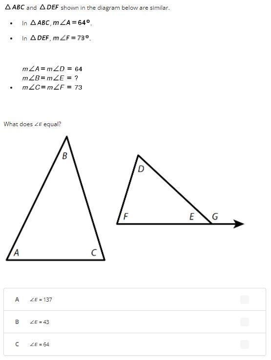 ABC and DEF shown in the diagram below are similar.-example-1