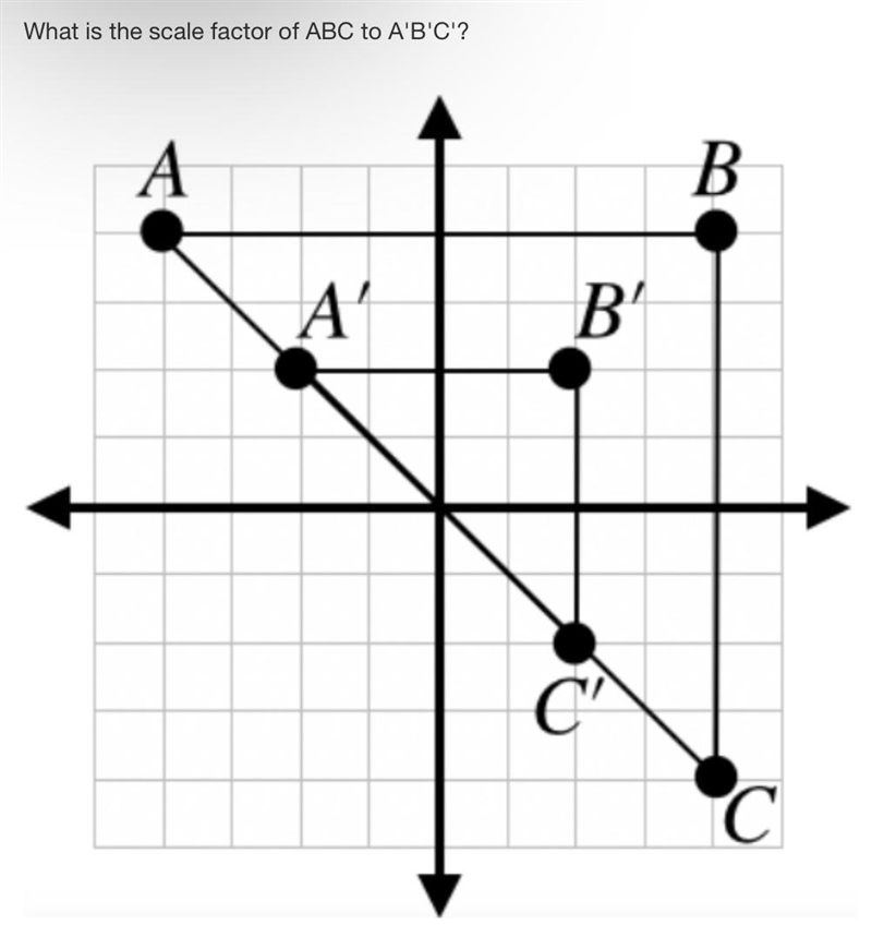 What is the scale factor of ABC to A'B'C'? It would make my day if you helped!!-example-1