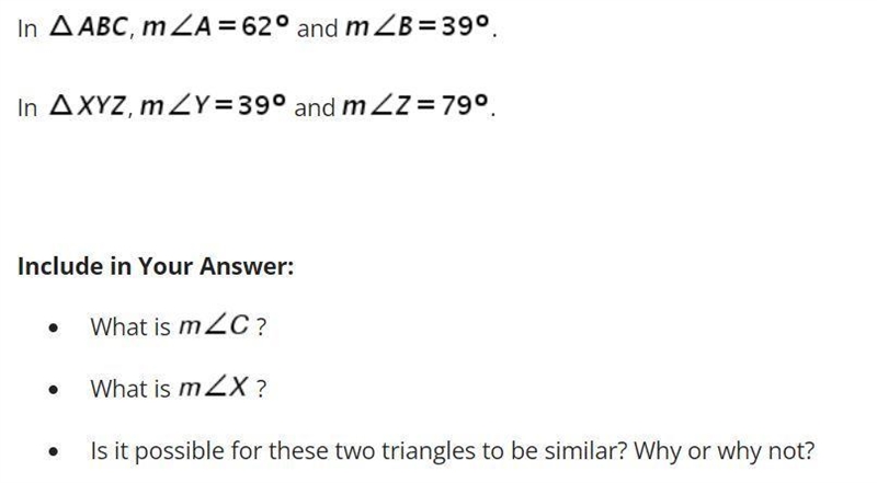 In ABC, m In XYZ, m Include in Your Answer: What is m What is m Is it possible for-example-1