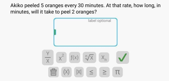 Akkio peeled 5 oranges every 20 minutes. At that rate, how long, in minutes, will-example-1