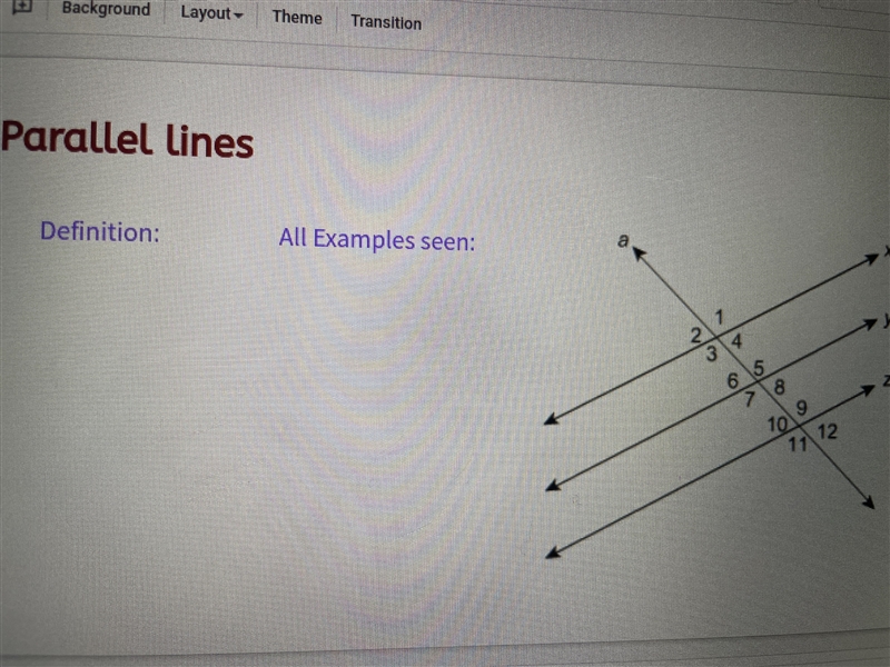 Answer the following sections on parallels lines-example-1