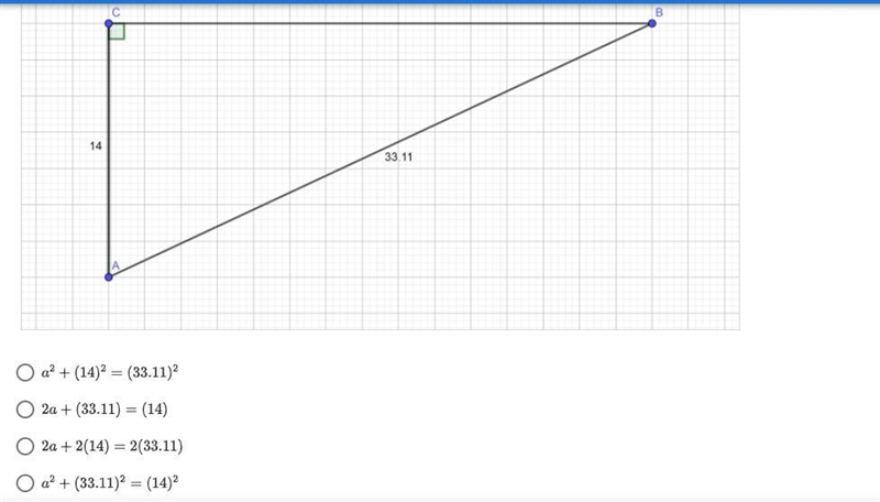 Which shows the correct set up of the Pythagorean theorem to solve for the missing-example-1