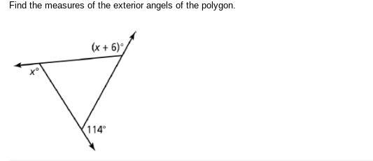 Find the measures of the exterior angels of the polygon. PLEase help give right answer-example-1