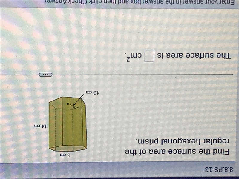 Find the surface area of the regular hexagonal prism.-example-1