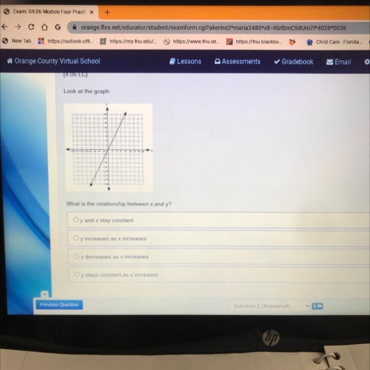 What is the relationship between x and y? Oy and x stay constant Oy increases as x-example-1