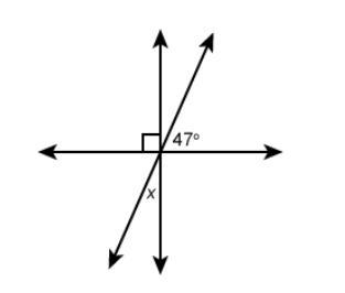 What is the measure of angle x? Use what you know about vertical angles and complementary-example-1