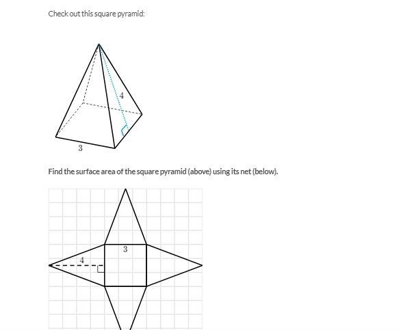 Check out this square pyramid Find the surface area of the square pyramid (above) using-example-1