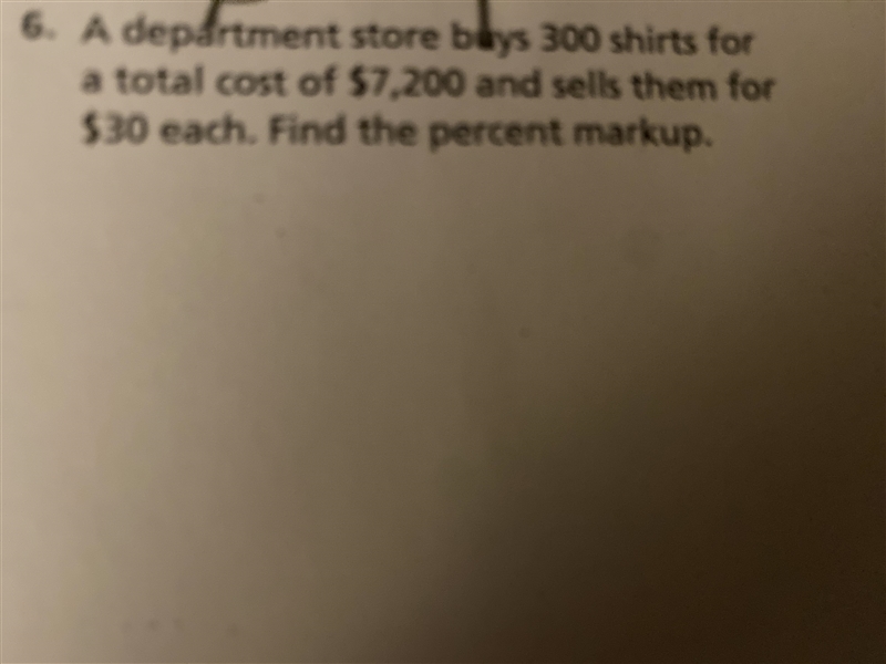 A department store buys 300 shirts for a total cost of $7200 and sells them for $30 each-example-1