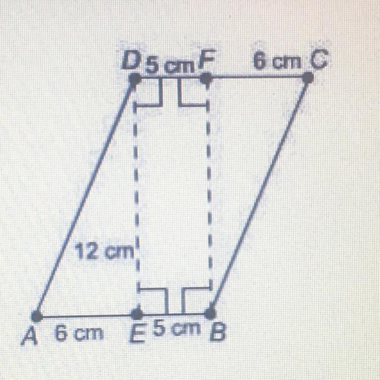 What is the area of this parallelogram? 60 cm squared 66 cm squared 72 cm squared-example-1