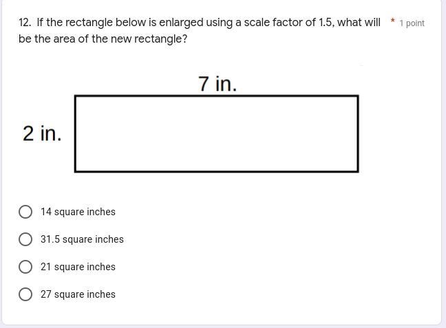 If the rectangle below is enlarged using a scale factor of 1.5, what will be the area-example-1