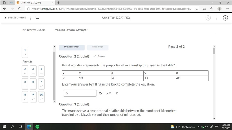 What equation represents the proportional relationship displayed in the table?-example-1