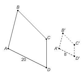 Image below. Pre-image ABCD was dilated to produce image A'B'C'D'. What is the scale-example-1