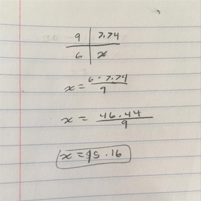 9 Pencils cost $7.74 Which equation would help determine the cost of 6 pencils?-example-1