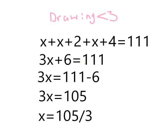 The sum of three consecutive odd numbers is one hundred eleven. what is the smallest-example-1