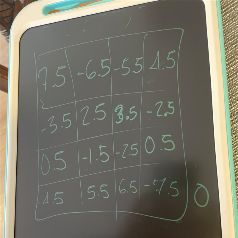 Complete the puzzle so that each row, column, and diagonal adds up to the same total-example-1