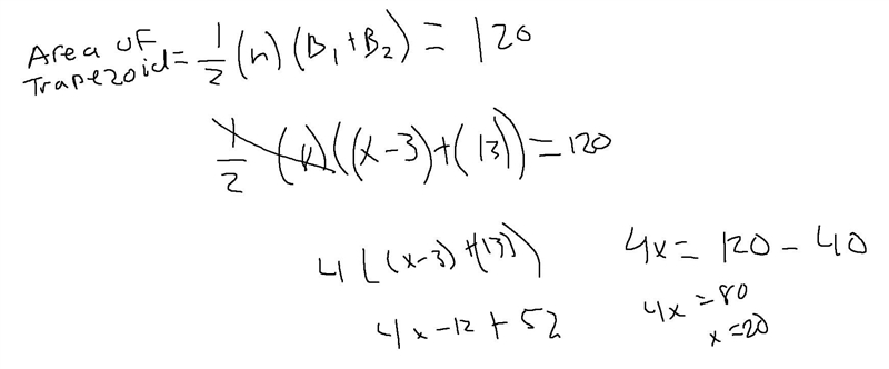 Solve for x, given that the area is 120. **Show work please(step by step)**-example-1