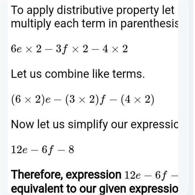 Distribute to create an equivalent expression with the fewest symbols possible. (6e-example-1