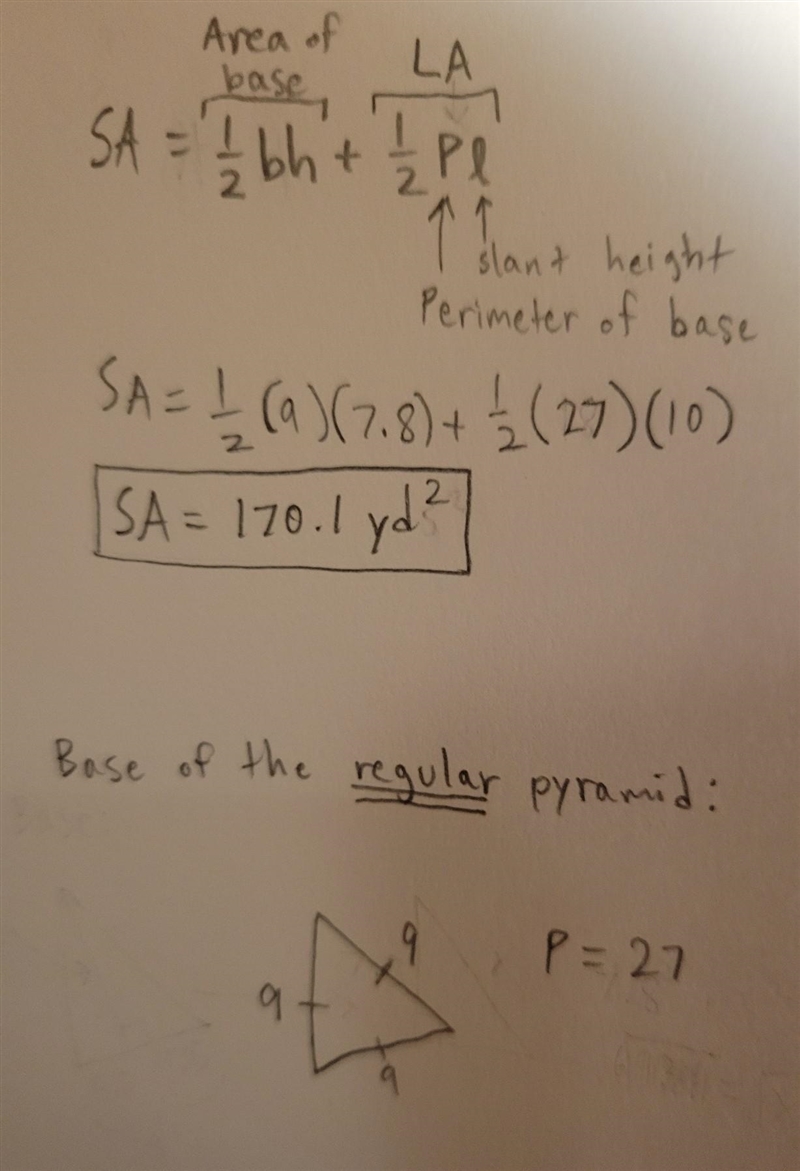 Find the surface area if the regular pyramid-example-1