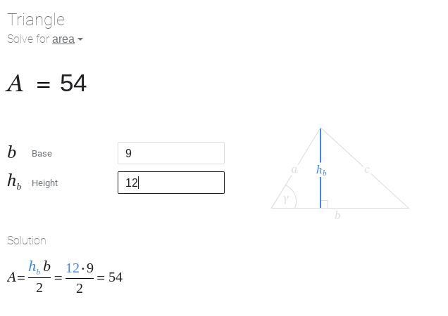 What is the area of the triangle? 4.5 square cm 108 square cm 54 square cm 21 square-example-1