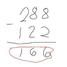 Find the difference between 288 and 122-example-1