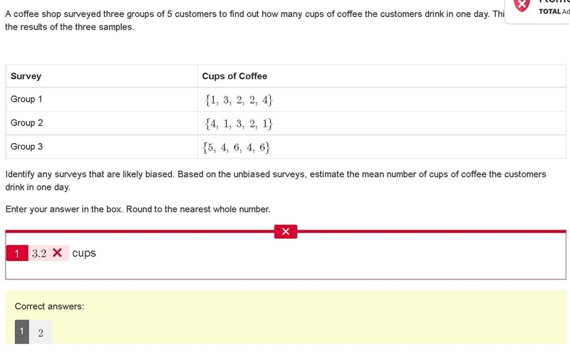 A coffee shop surveyed three groups of 5 customers to find out how many cups of coffee-example-1