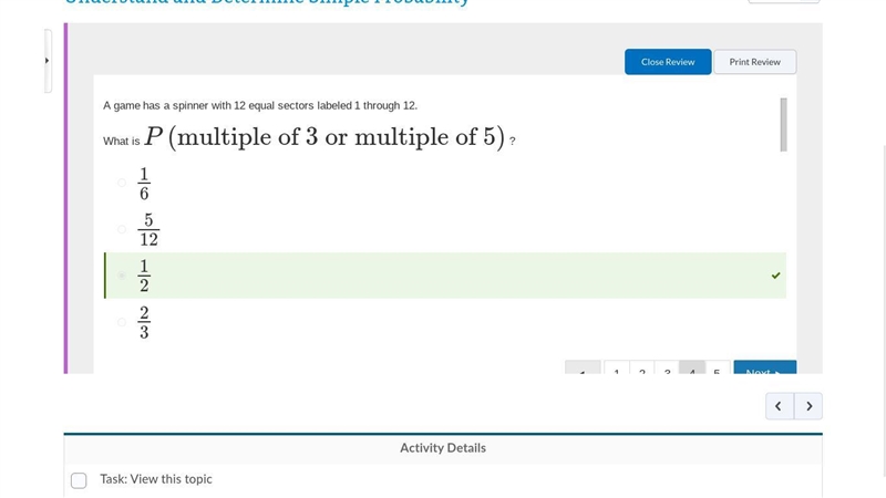 A game has a spinner with 12 equal sectors labeled 1 through 12. What is ​P(multiple-example-1